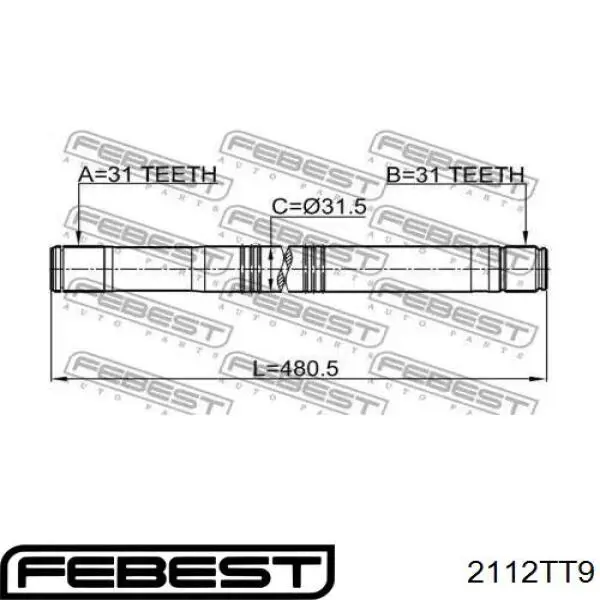 Вал привода полуоси 2112TT9 Febest