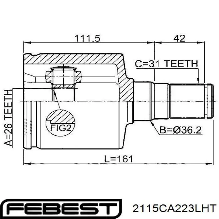 Пыльник ШРУСа внутренний, передней полуоси Febest 2115CA223LHT