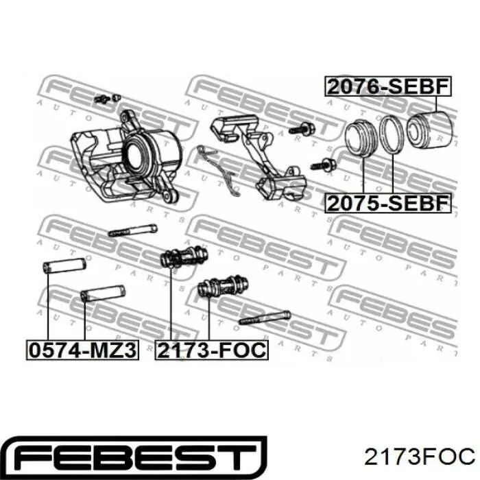 Пыльник направляющей суппорта тормозного переднего 2173FOC Febest