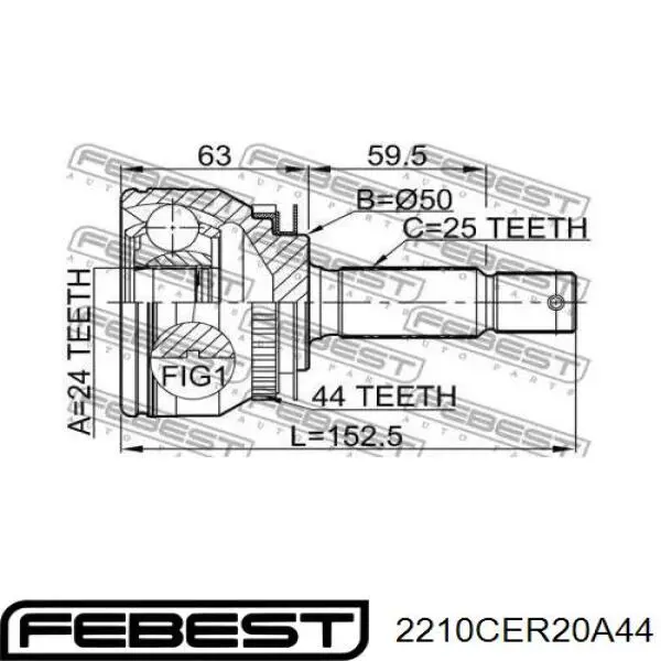 ШРУС наружный передний 2210CER20A44 Febest