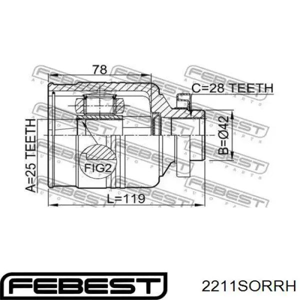 ШРУС внутренний правый 2211SORRH Febest