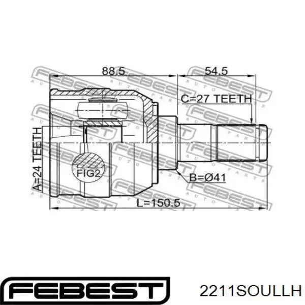 Шарнир угловых скоростей передний левый Trialli GO0809 цена, от 17.97 USD