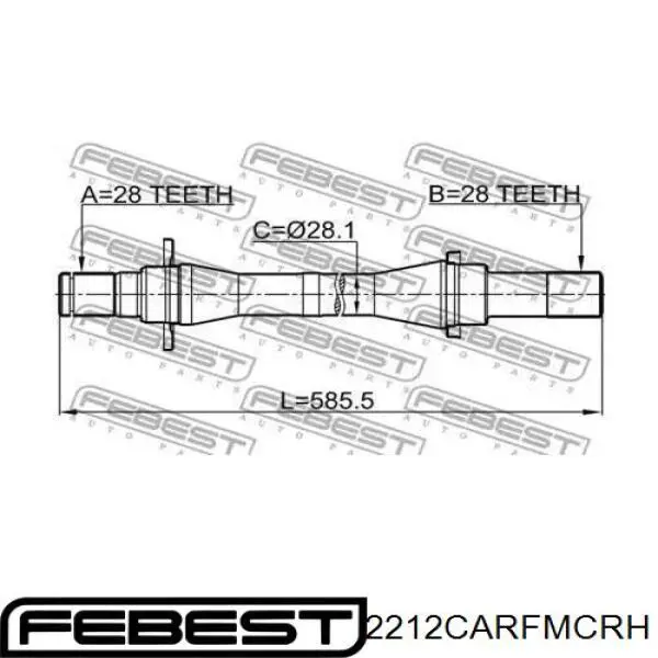 Полуось (привод) передняя правая 2212CARFMCRH Febest