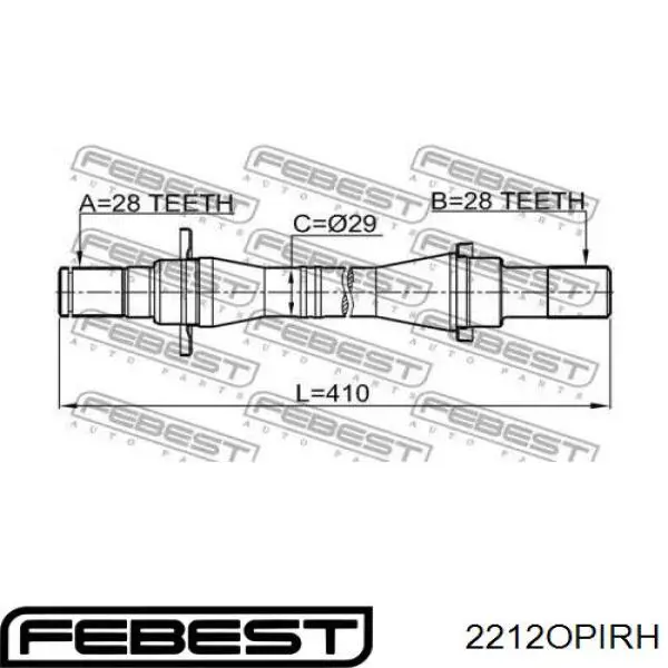 Полуось (привод) передняя правая 2212OPIRH Febest