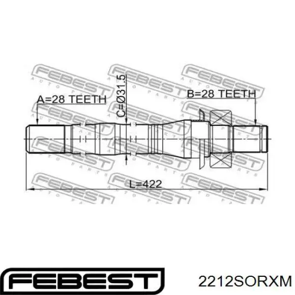 Вал привода полуоси 2212SORXM Febest