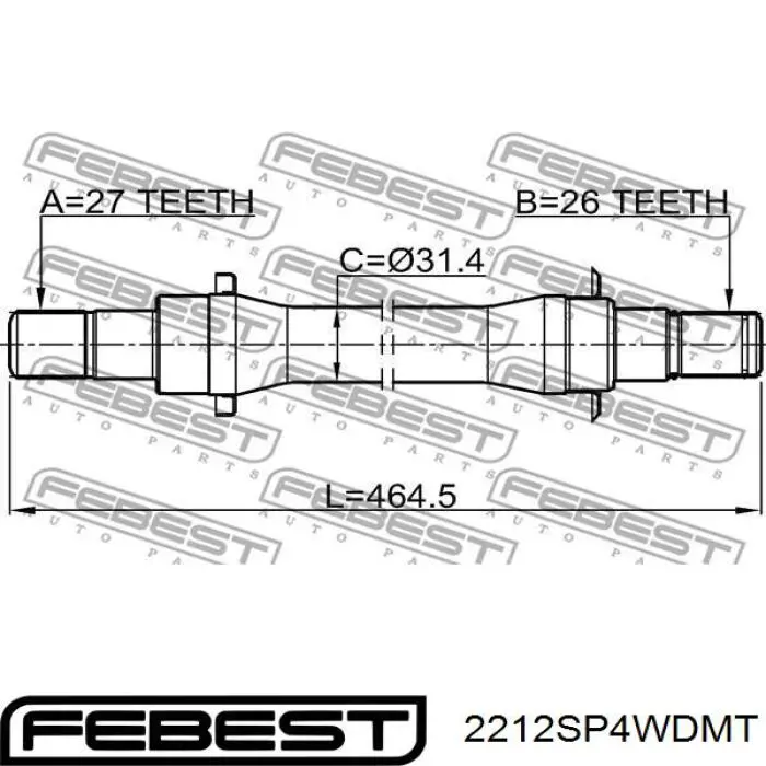 Привод передний правый Febest 2212SP4WDMT цена, от 56.91 USD