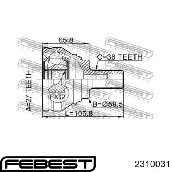 Граната колесная Febest 2310031 цена, от 60.86 USD