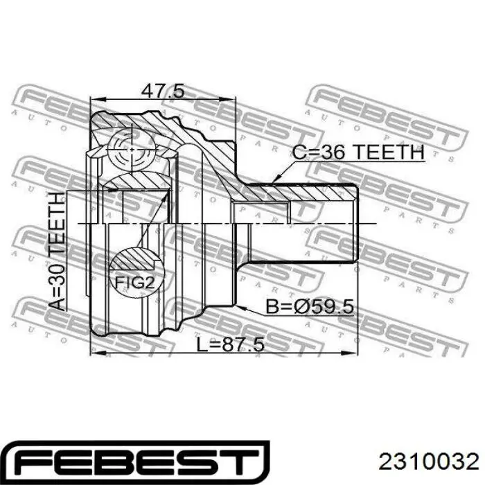 Купить 2310032 Febest Внешняя граната