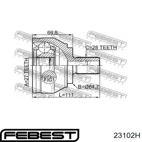 23102H Febest junta homocinética externa dianteira