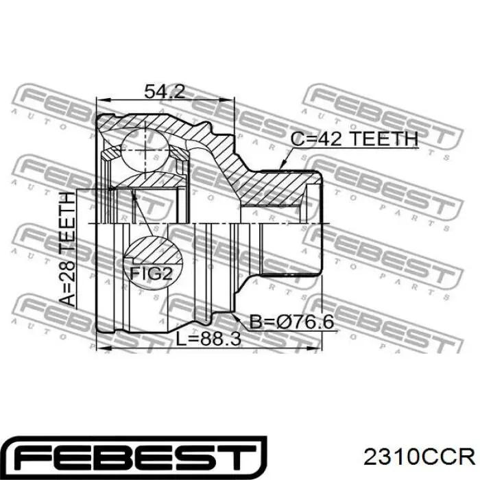 Шарнир равных угловых скоростей задний Febest 2310CCR цена, от 100.30 USD