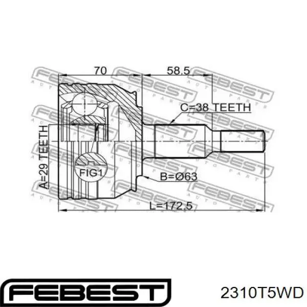 Купить 2310T5WD Febest Внешняя граната