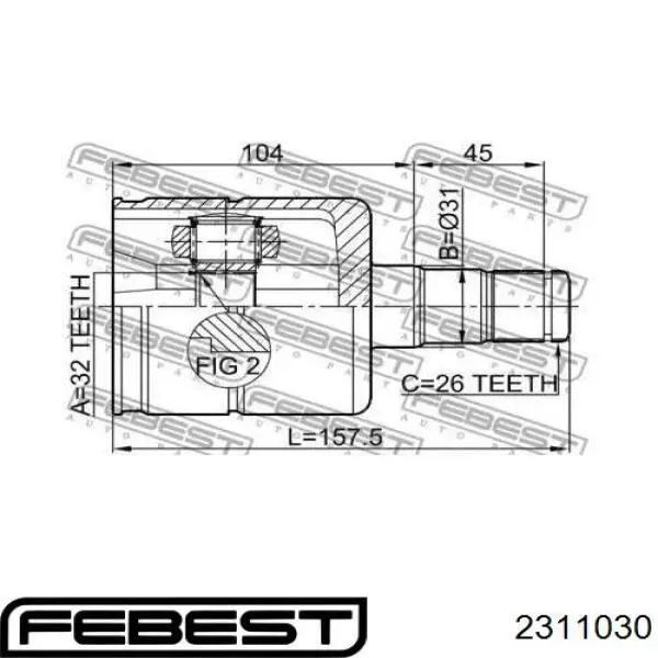 Купить 2311030 Febest ШРУС внутренний