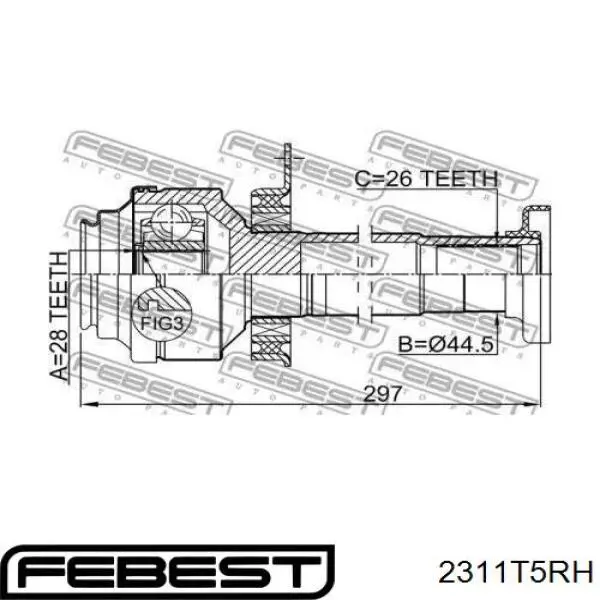 ШРУС внутренний правый 2311T5RH Febest