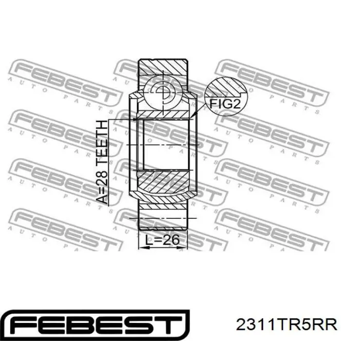 2311TR5RR Febest junta homocinética interna traseira