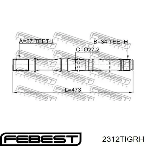Привод передний правый Febest 2312TIGRH цена, от 21.72 USD