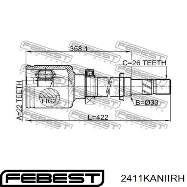 ШРУС внутренний передний правый 2411KANIIRH Febest