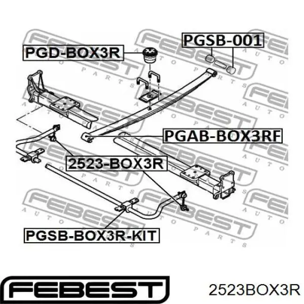 2523BOX3R Febest montante de estabilizador traseiro