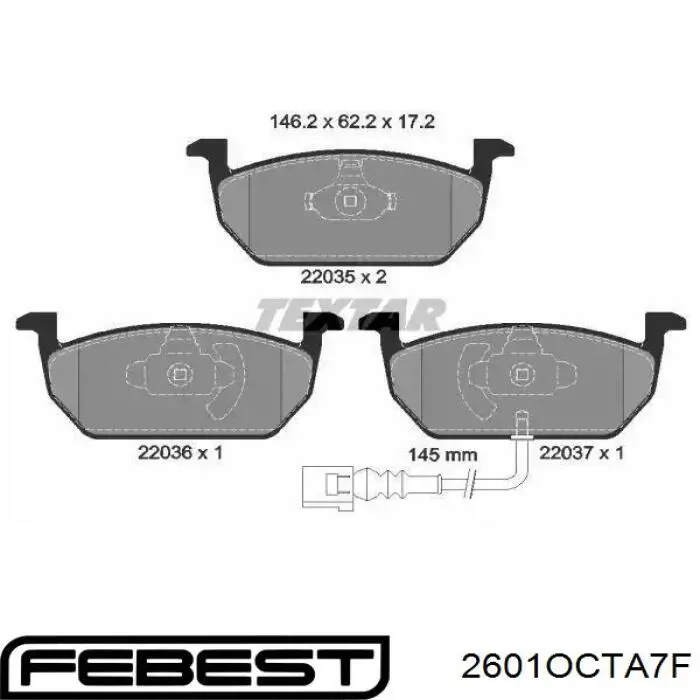 Купить 2601OCTA7F Febest Колодки тормозные