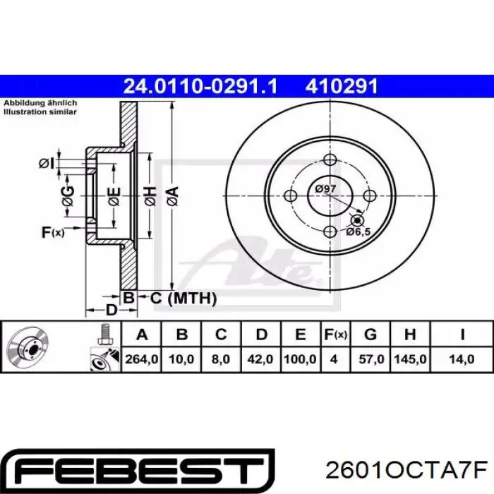 Передние тормозные колодки 2601OCTA7F Febest