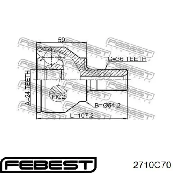 Граната колесная Febest 2710C70 цена, от 38.63 USD