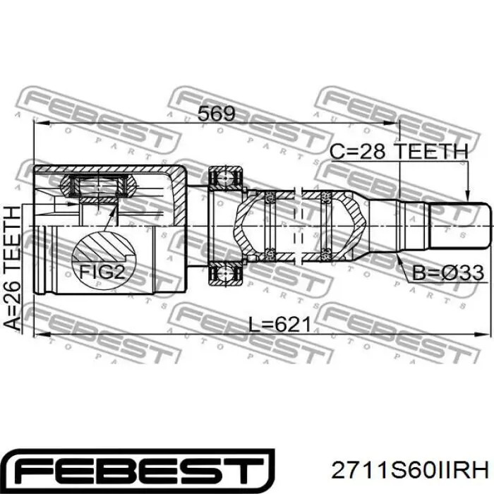 Шарнир привода внутренний Febest 2711S60IIRH цена, от 150.21 USD