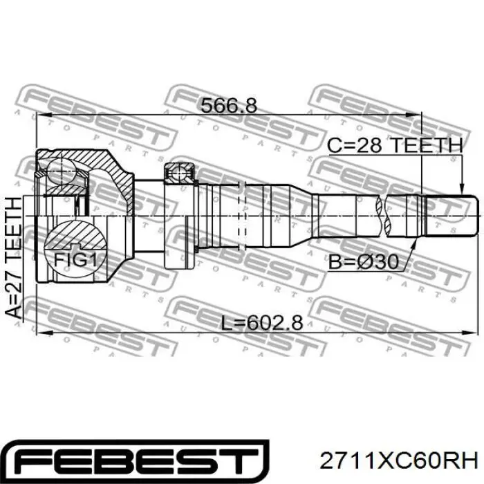 Внутренний шрус FEBEST 2711XC60RH