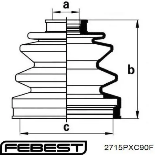 Купить 2715PXC90F Febest Пыльник гранаты наружный, передний