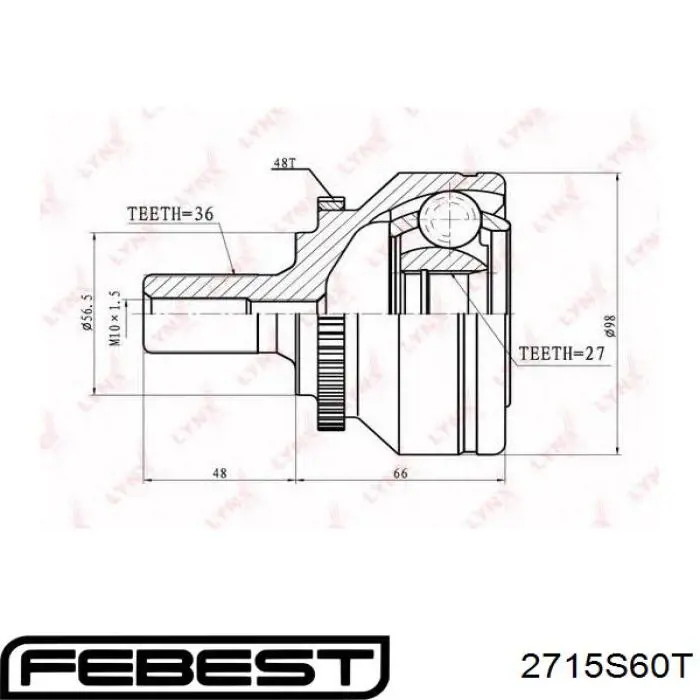 Пыльник ШРУСа внутренний, передней полуоси Febest 2715S60T