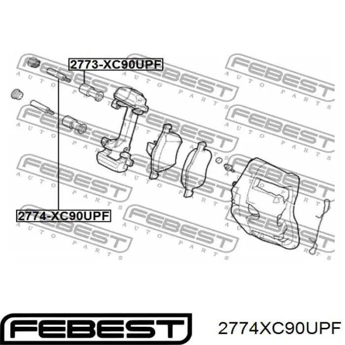 2774XC90UPF Febest guia de suporte traseiro