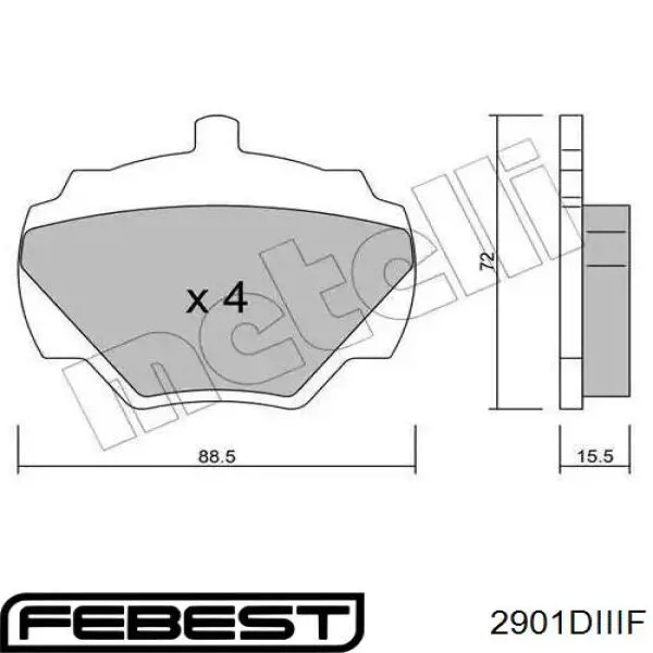 2901DIIIF Febest Колодки передние