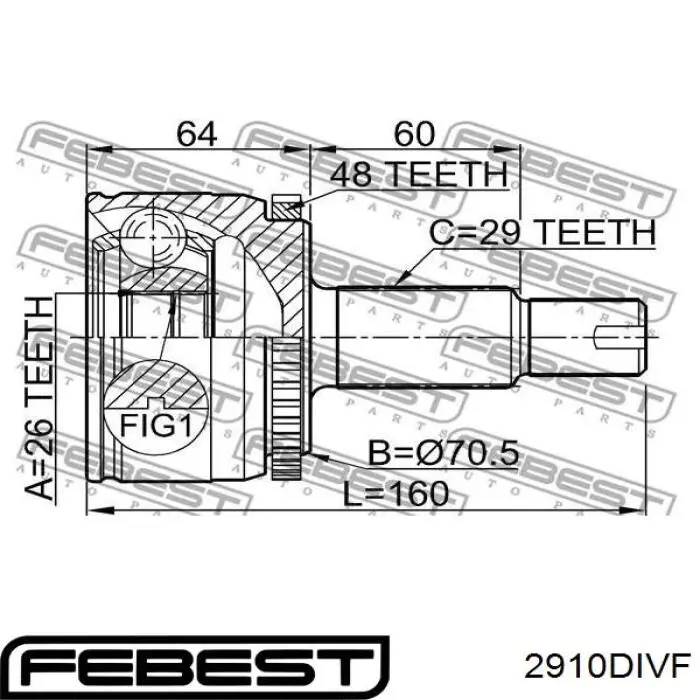 Граната колесная Febest 2910DIVF цена, от 58.98 USD