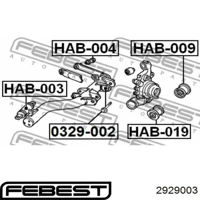Болт крепления заднего нижнего рычага, внутренний 2929003 Febest