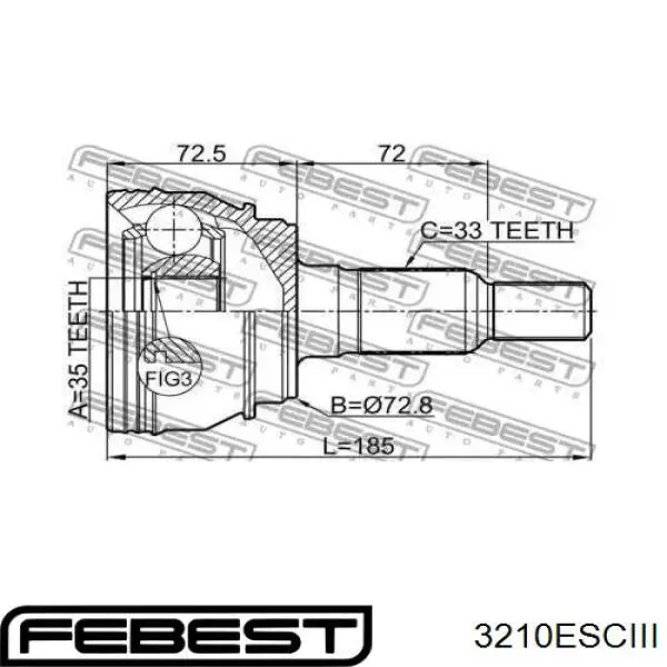 Купить 3210ESCIII Febest Внешняя граната