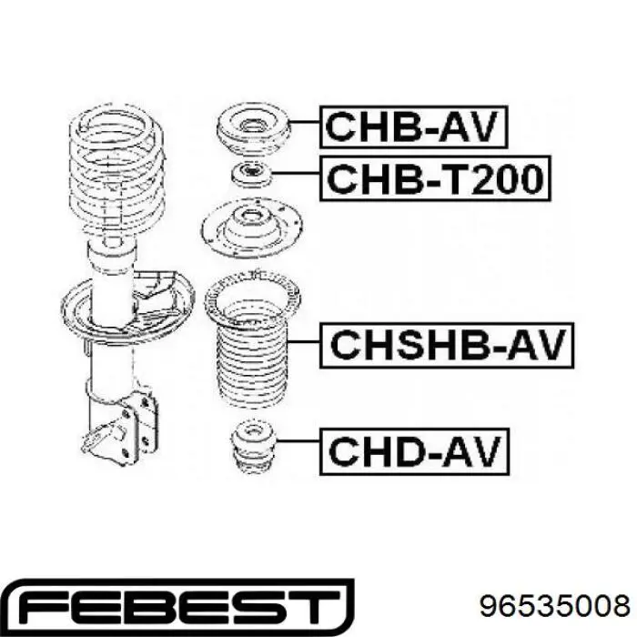 Пыльник амортизатора переднего 96535008 Febest