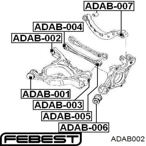 Suspensión, brazo oscilante trasero inferior ADAB002 Febest