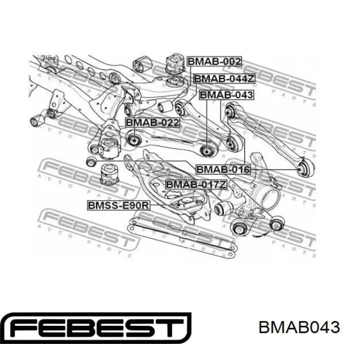 Наружный сайлентблок заднего поперечного рычага  Febest BMAB043