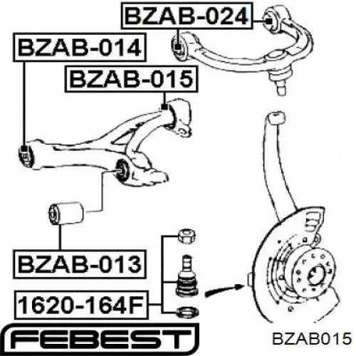BZAB015 Febest сайлентблок переднего нижнего рычага