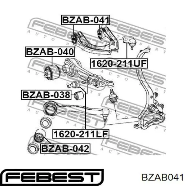 Silentblock de brazo de suspensión delantero superior BZAB041 Febest