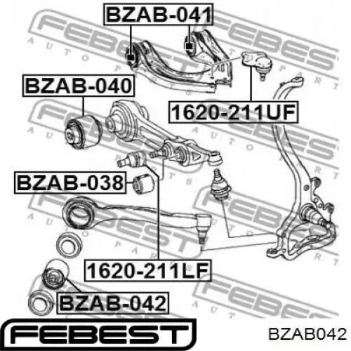 Купить BZAB042 Febest Сайлентблок нижний передней подвески