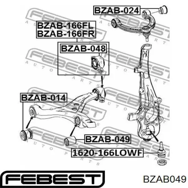 Сайлентблок переднего рычага BZAB049 Febest