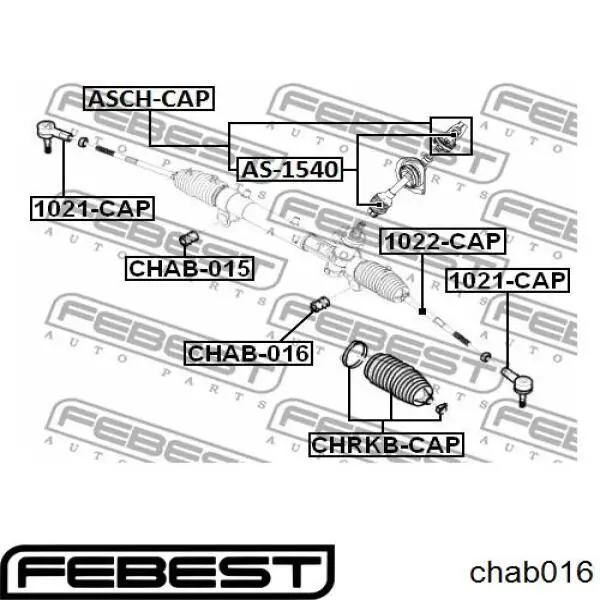 Втулка крепления рулевой рейки левая Febest CHAB016