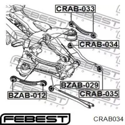 Сайлентблок поперечной тяги задней подвески Febest CRAB034