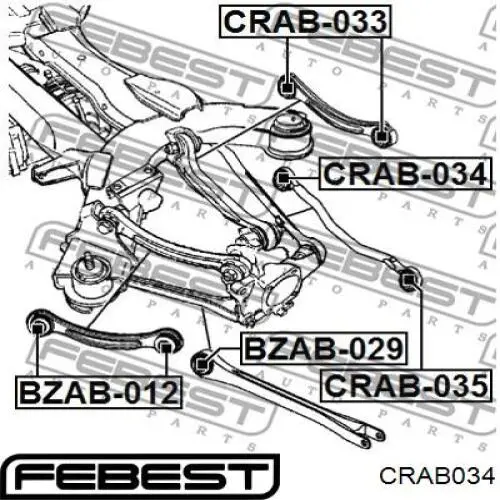 Купить CRAB034 Febest Сайлентблок тяги поперечной (задней подвески)