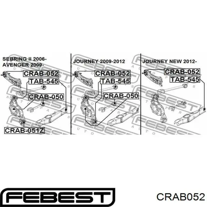 Передний сайлентблок заднего продольного рычага Febest CRAB052
