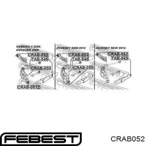 Купить CRAB052 Febest Сайлентблок заднего продольного рычага передний