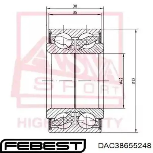 Подшипник задней ступицы DAC38655248 Febest