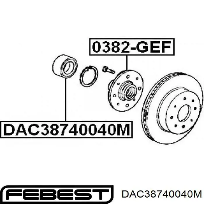 Cojinete de rueda delantero DAC38740040M Febest