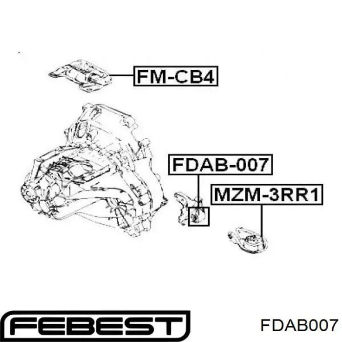 Купить FDAB007 Febest Сайлентблок кронштейна задней подушки двигателя