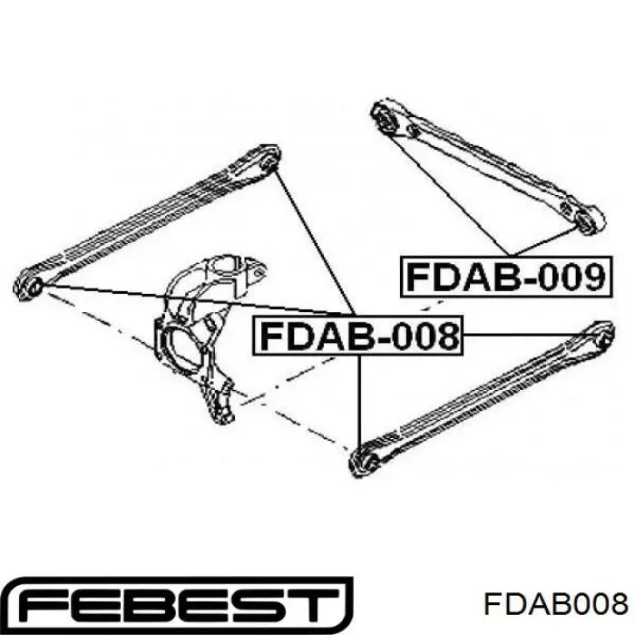 Купить FDAB008 Febest Сайлентблок тяги поперечной (задней подвески)
