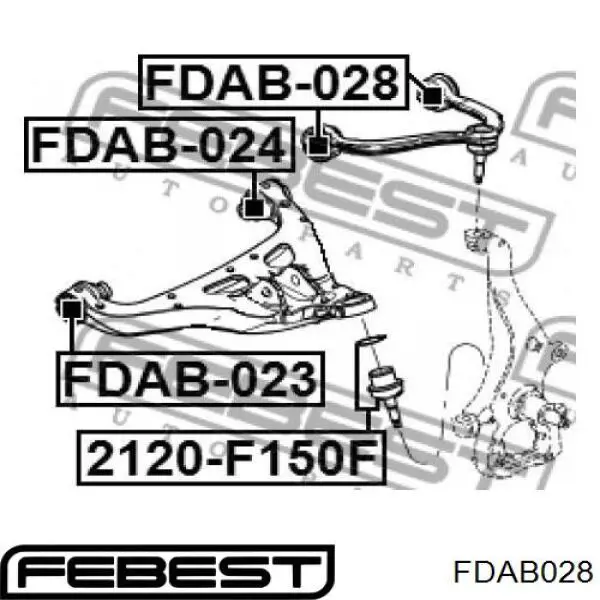 Сайлентблок переднего верхнего рычага FEBEST FDAB028